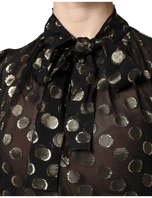 Blouse Transparente Dolce & Gabbana à Pois avec Col Noué