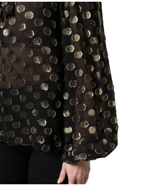 Blouse Transparente Dolce & Gabbana à Pois avec Col Noué