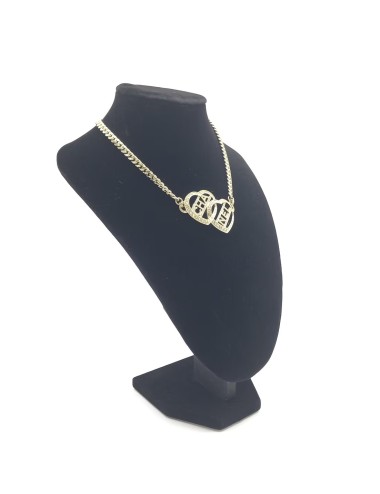 Chanel  Collier ras de cou en forme de cœur doré avec logo
