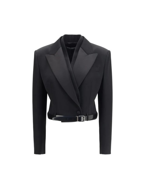 Dolce & Gabbana Veste Noire en Laine – Élégance Italienne Sensuelle