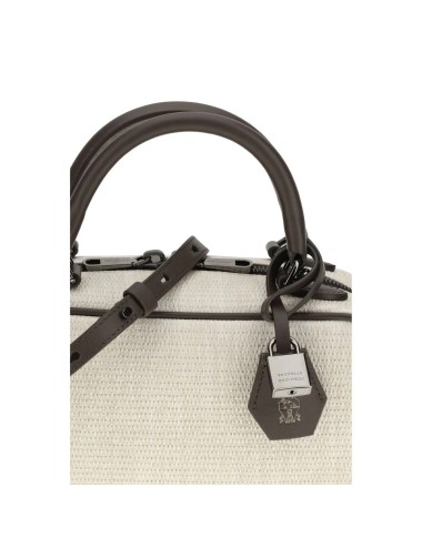 Brunello Cucinelli petit sac Boston Explorer raphia et cuir