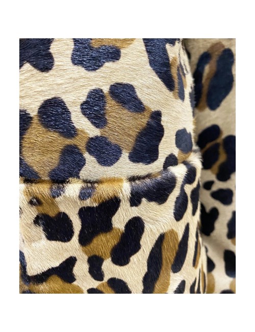 Veste Courte Dsquared2 Léopard en Cuir et Poils Luxe Femme