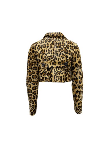 Veste Courte Dsquared2 Léopard en Cuir et Poils Luxe Femme