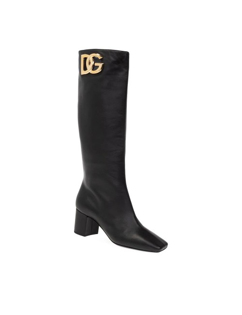 Bottes Dolce & Gabbana en cuir noir à talon haut femme