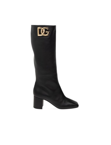 Bottes Dolce & Gabbana en cuir noir à talon haut femme