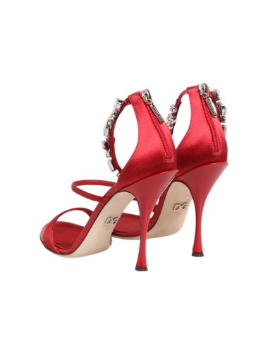 Sandales Dolce & Gabbana Keira Satin Rouge Cristaux Femme