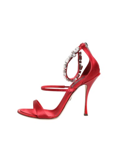 Sandales Dolce & Gabbana Keira Satin Rouge Cristaux Femme
