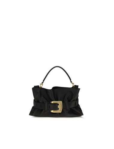 BALMAIN BLACK CALF LEATHER BOS TAURUS SHOULDER BAG