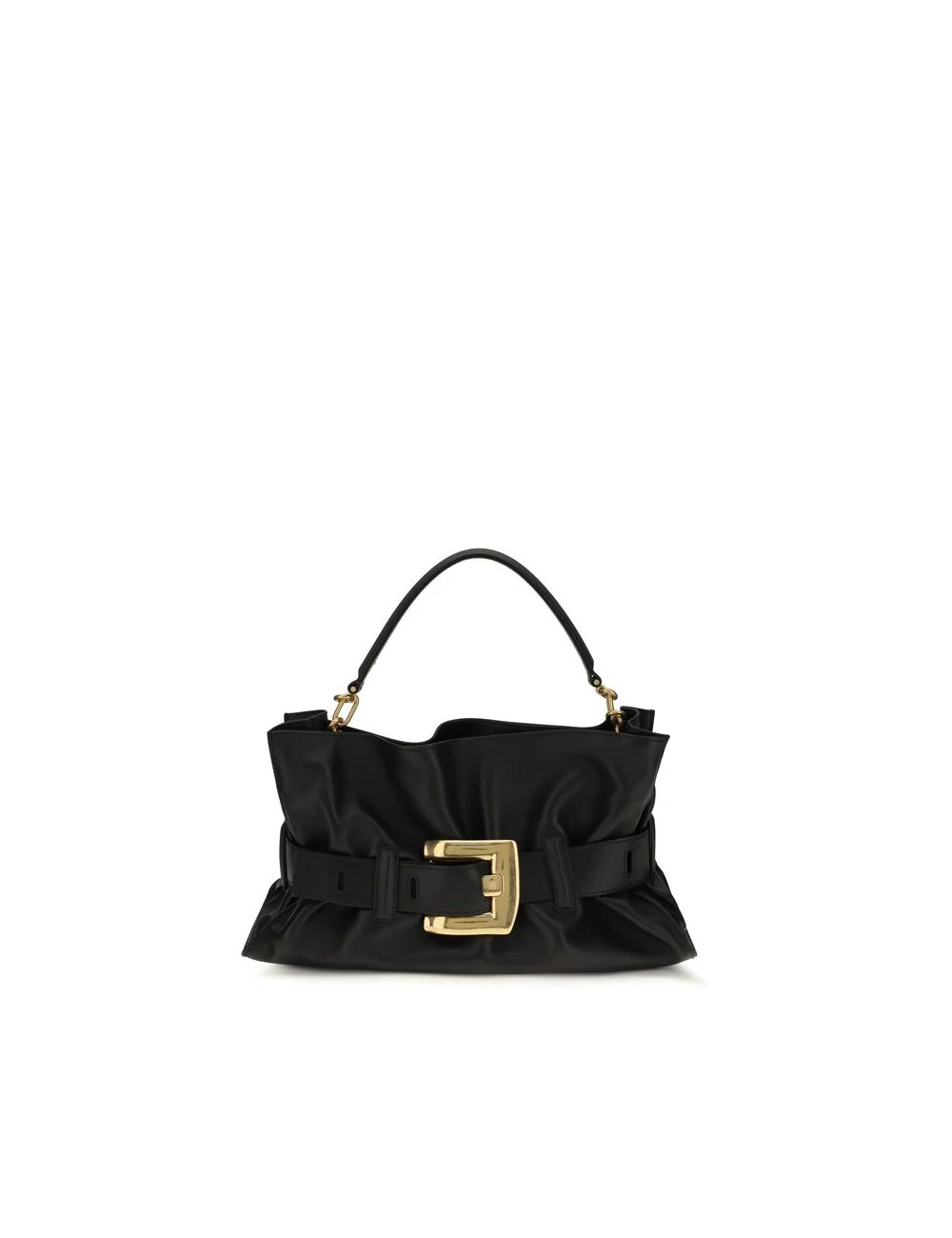 BALMAIN BLACK CALF LEATHER BOS TAURUS SHOULDER BAG