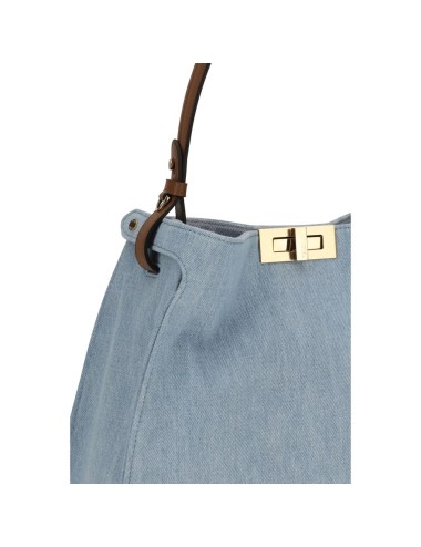Sac FENDI cuir bleu calf leather shoulder bag luxe élégant