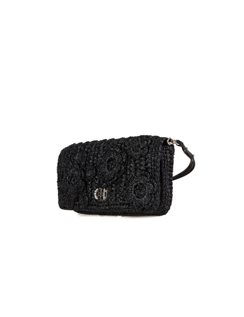 Sac Miu Miu Crystal Cloqué Noir Cuir Nappa Femme
