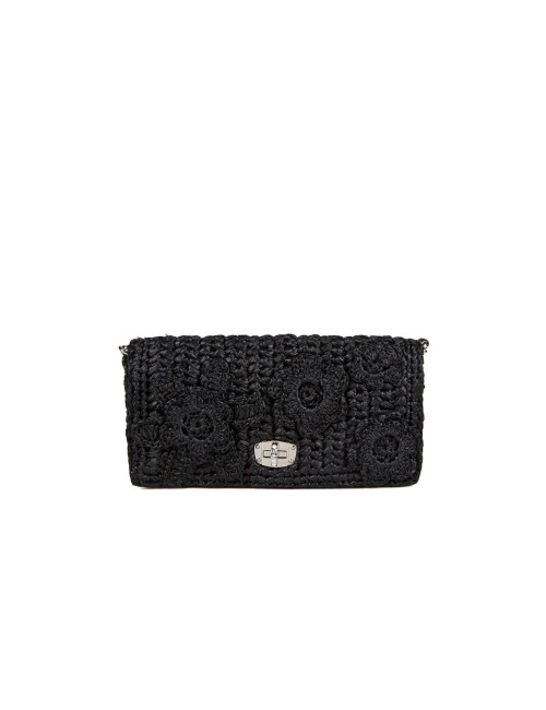 Sac Miu Miu Crystal Cloqué Noir Cuir Nappa Femme