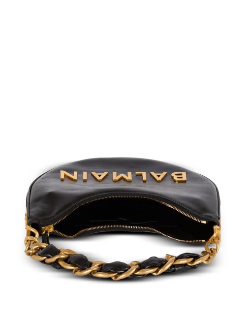 BALMAIN SOFT MOON 1945 SAC PORTÉ ÉPAULE CUIR NOIR
