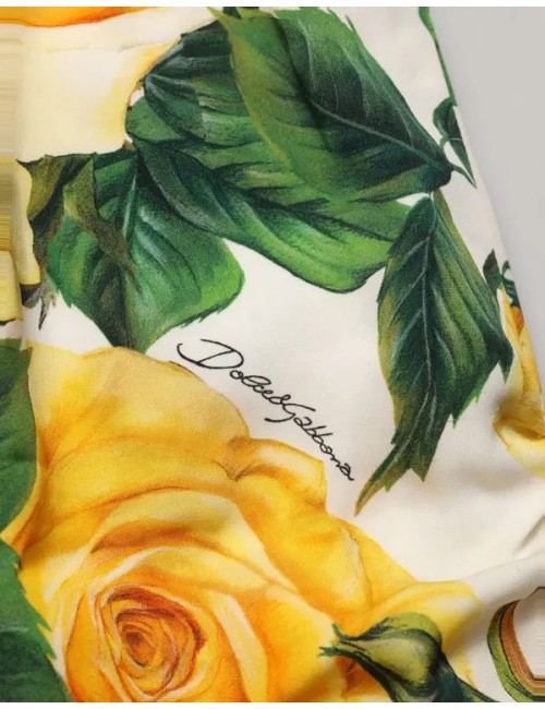Jupe Mini Fourreau Imprimé Roses Blanc Taille Haute — Luxe Femme