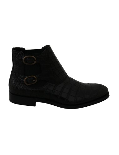 Chaussures Derby en cuir de crocodile noir Dolce & Gabbana