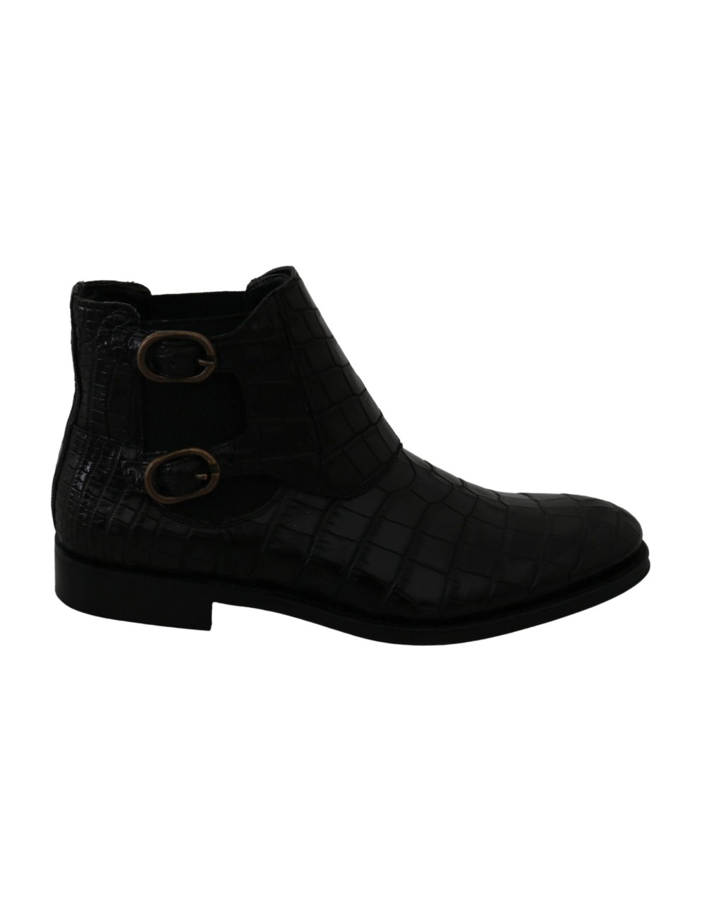 Chaussures Derby en cuir de crocodile noir Dolce & Gabbana
