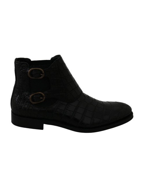 Chaussures Derby en cuir de crocodile noir Dolce & Gabbana
