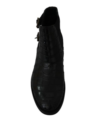 Chaussures Derby en cuir de crocodile noir Dolce & Gabbana