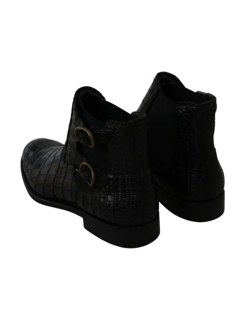 Chaussures Derby en cuir de crocodile noir Dolce & Gabbana