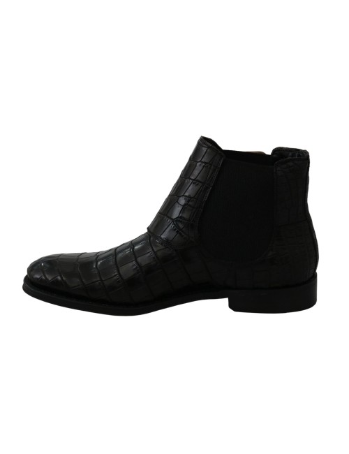 Chaussures Derby en cuir de crocodile noir Dolce & Gabbana