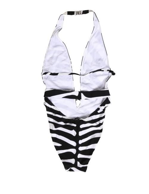 Maillot Dolce & Gabbana Femme – Zèbre Noir Blanc Deep V-Neck