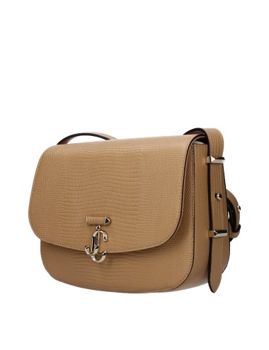 JIMMY CHOO SAC BANDOULIÈRE CUIR MARRON / BISCUIT