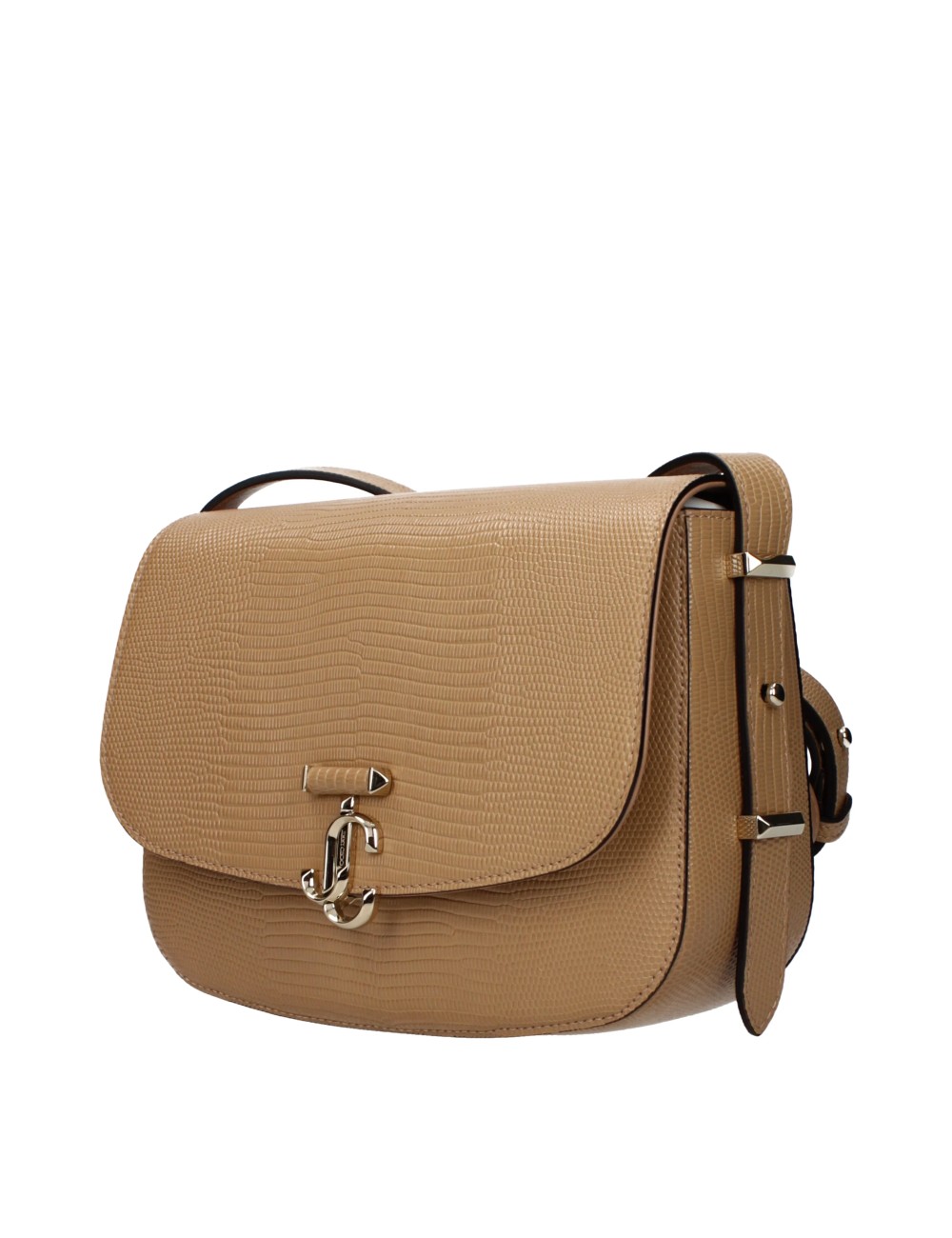 JIMMY CHOO SAC BANDOULIÈRE CUIR MARRON / BISCUIT