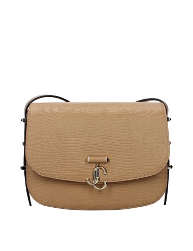 JIMMY CHOO SAC BANDOULIÈRE CUIR MARRON / BISCUIT