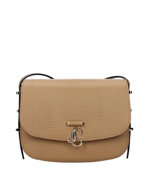 JIMMY CHOO SAC BANDOULIÈRE CUIR MARRON / BISCUIT