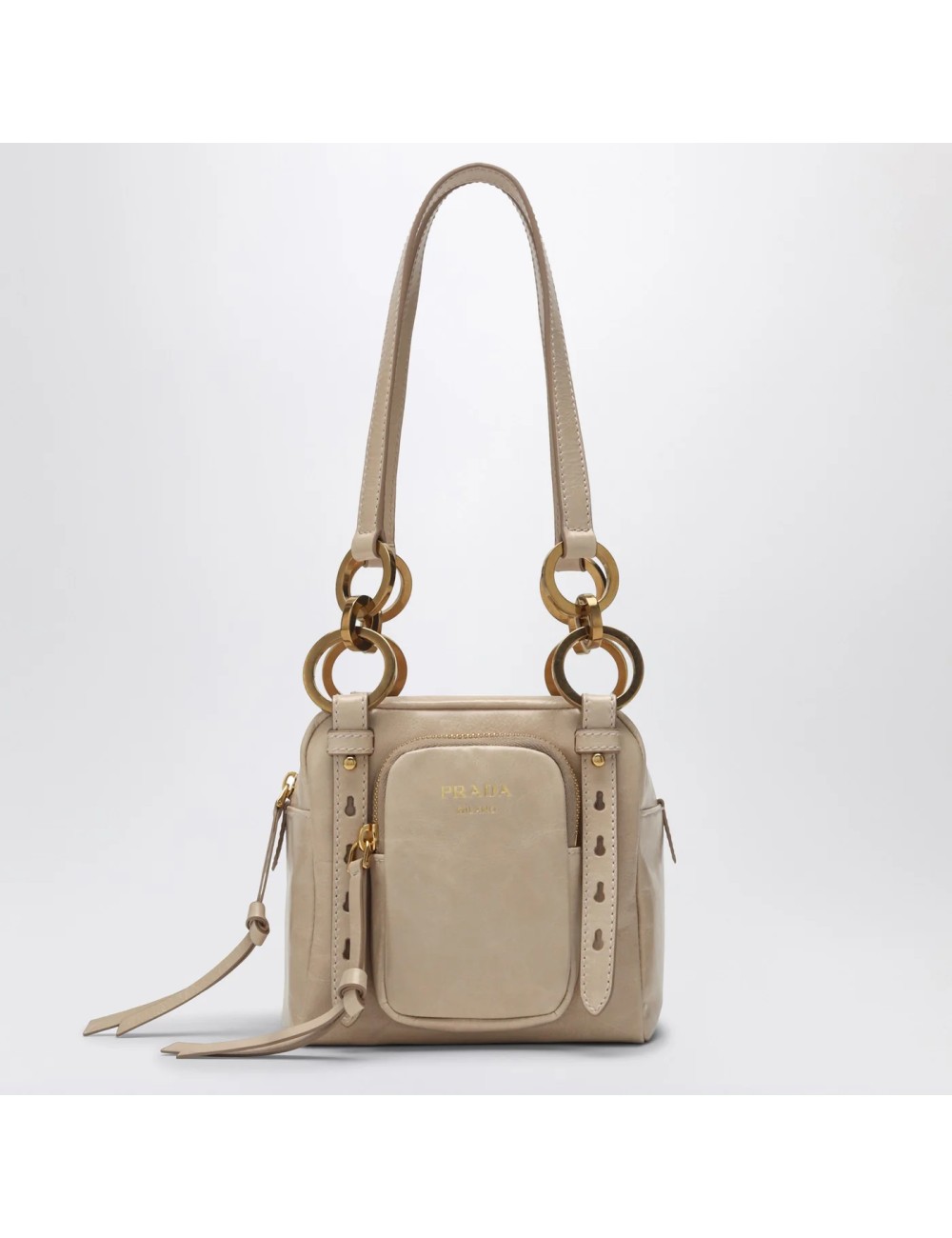PRADA MINI SAC À POIGNÉE SUPÉRIEURE EN CUIR ROSE POUDRÉ