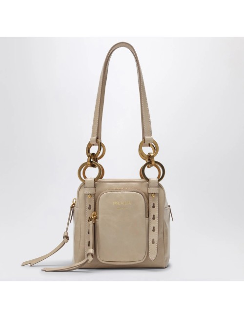 PRADA MINI SAC À POIGNÉE SUPÉRIEURE EN CUIR ROSE POUDRÉ