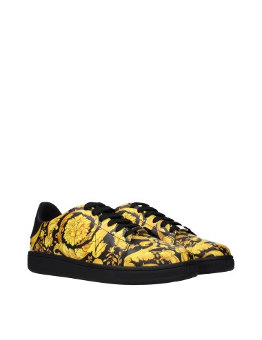 Sneakers Chunky Versace Homme Nero/Giallo – Cuir de Veau Lacets Semelle Rugueuse