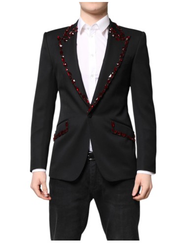 Blazer Dolce & Gabbana Sicilia – Noir Cristaux Rouges Slim Fit