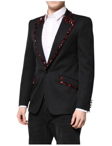 Blazer Dolce & Gabbana Sicilia – Noir Cristaux Rouges Slim Fit