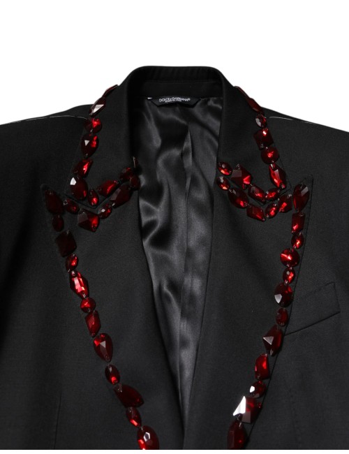 Blazer Dolce & Gabbana Sicilia – Noir Cristaux Rouges Slim Fit