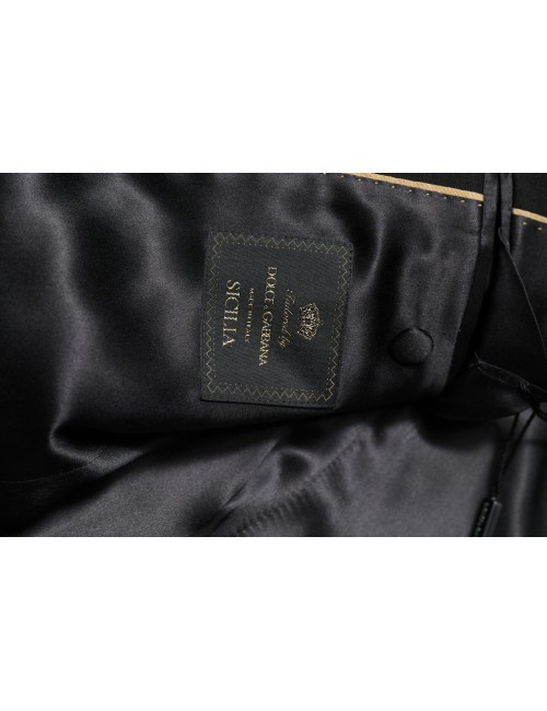 Blazer Dolce & Gabbana Sicilia – Noir Cristaux Rouges Slim Fit