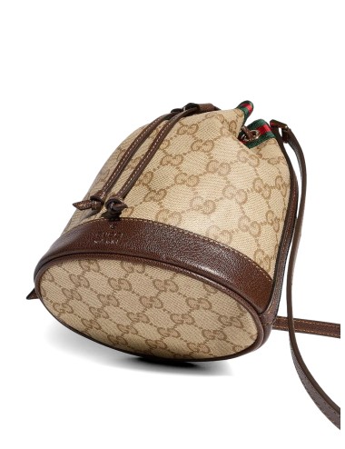 Gucci Mini Sac Seau Web Toile GG Beige Femme Made in Italy- Paloma Private Club