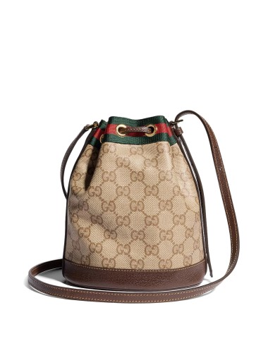 Gucci Mini Sac Seau Web Toile GG Beige Femme Made in Italy- Paloma Private Club