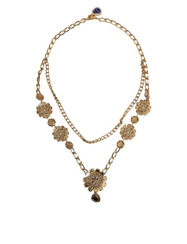 Collier doré floral cristaux multi-rangs femme – Bijou luxe élégant