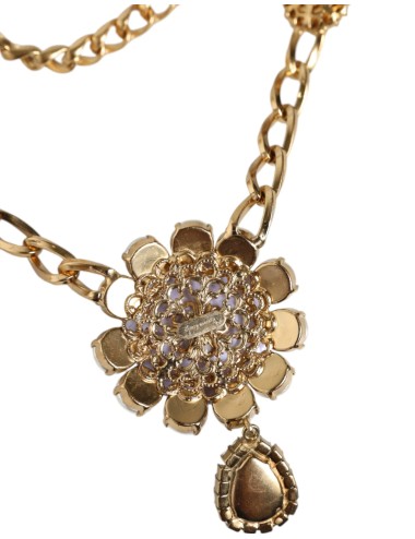 Collier doré floral cristaux multi-rangs femme – Bijou luxe élégant