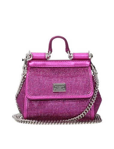 Sac à Main Dolce & Gabbana en Satin Rose Fuchsia avec Strass