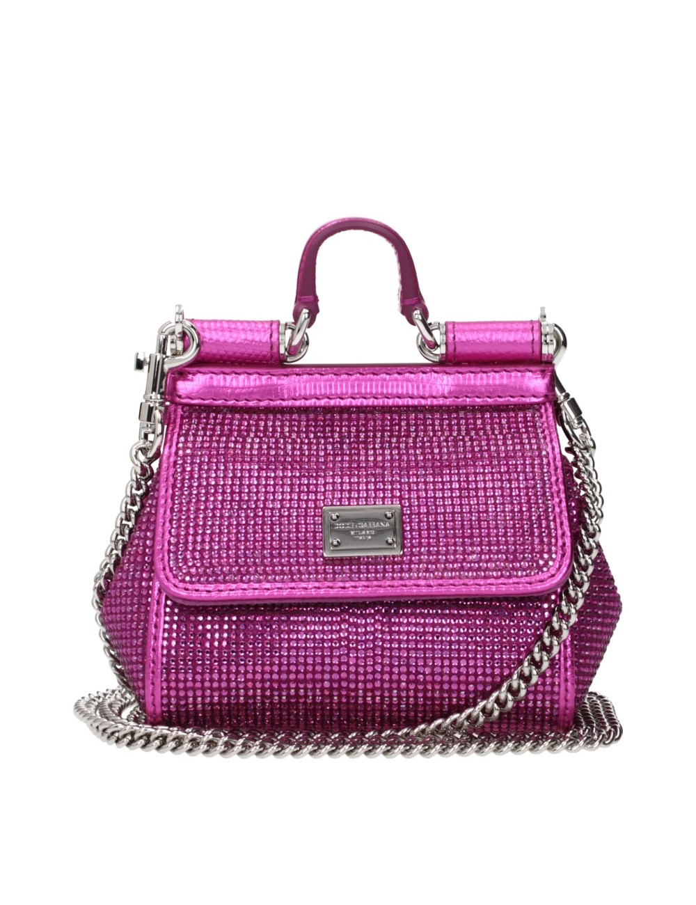 Sac à Main Dolce & Gabbana en Satin Rose Fuchsia avec Strass
