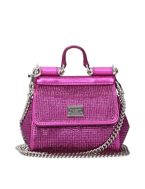 Sac à Main Dolce & Gabbana en Satin Rose Fuchsia avec Strass