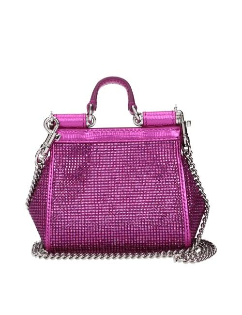 Sac à Main Dolce & Gabbana en Satin Rose Fuchsia avec Strass