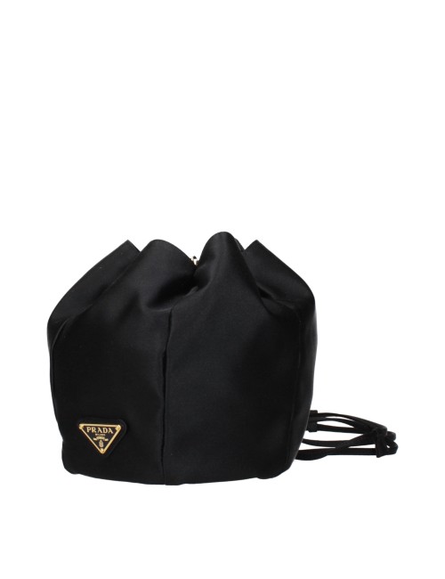 Pochette en Satin Noir Triangle - PRADA
