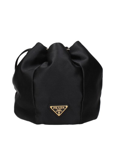 Pochette en Satin Noir Triangle - PRADA