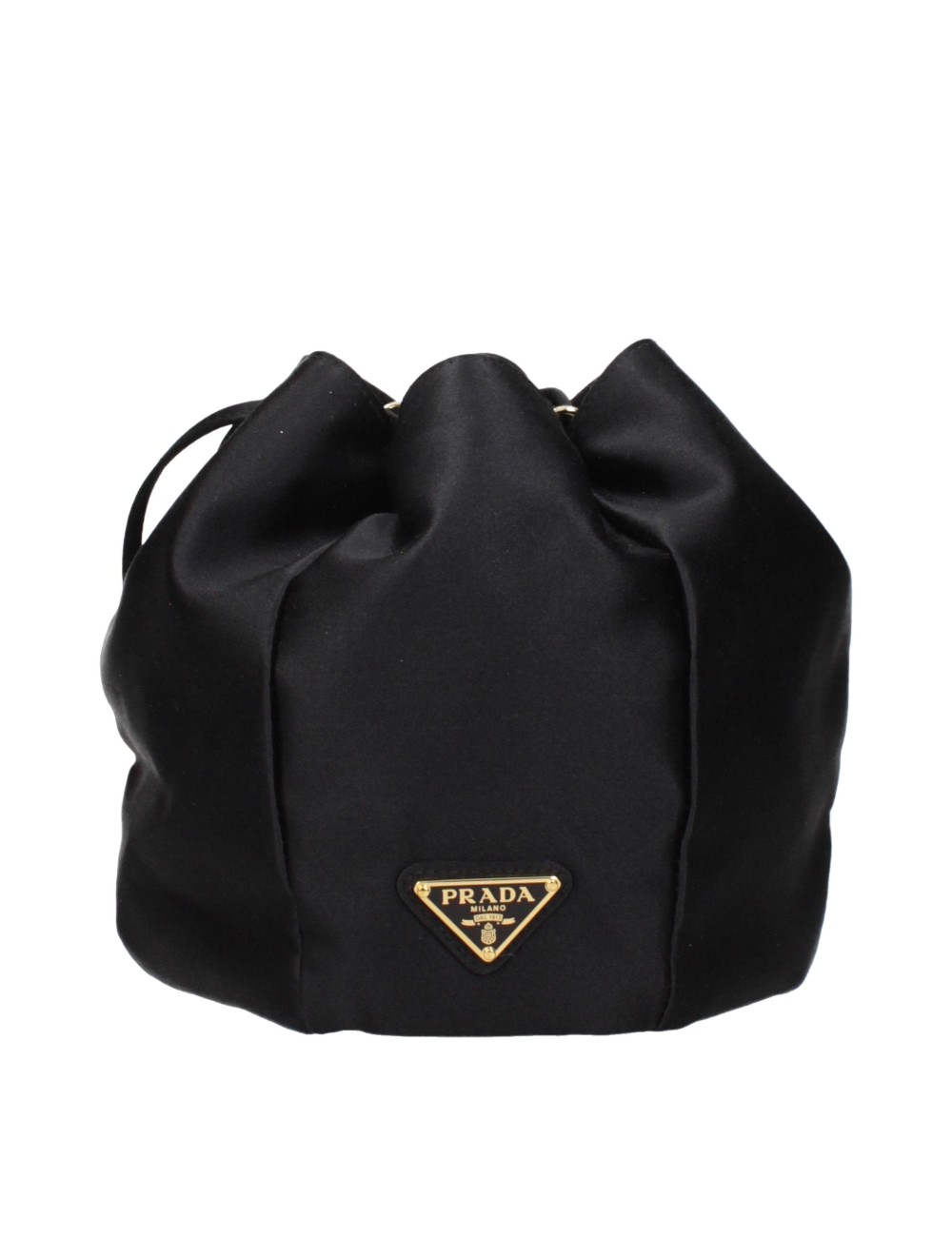 Pochette en Satin Noir Triangle - PRADA