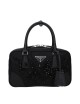 PRADA Pochette en Satin Noir avec Bandoulière Amovible