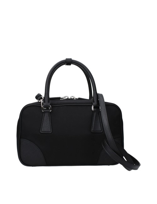 PRADA Pochette en Satin Noir avec Bandoulière Amovible