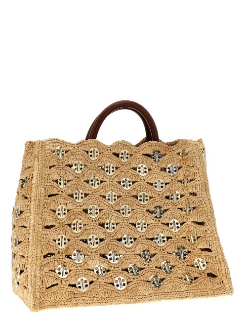 Sac Cabas Rabanne en Raphia Beige
